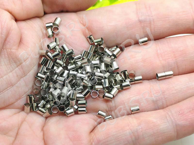 Зажимные бусины 04 крупные кримпы трубочки 3*3мм чёрный никель (Brass) (50шт)