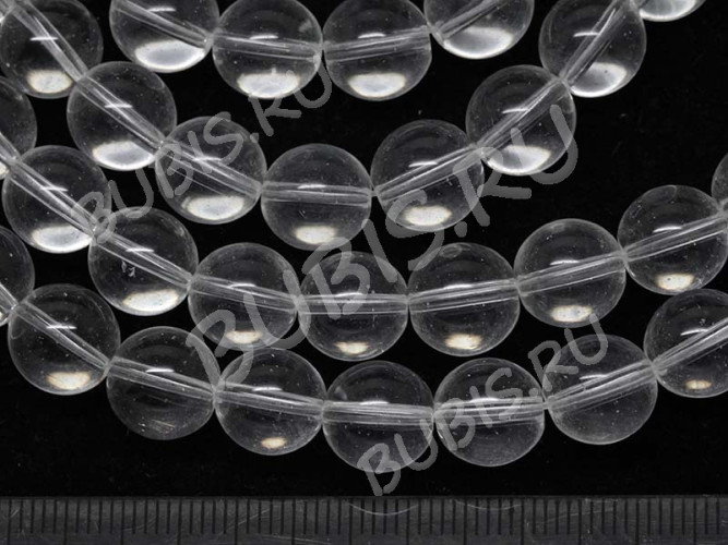 Бусины округлые 10мм шарик бесцветные прозрачные (стекло) (НИТЬ)
