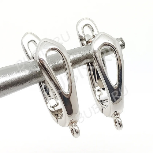 Швензы с английским замком №12 Капля 19*13мм серебристые (Brass)(1 пара)