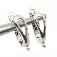 Швензы с английским замком №12 Капля 19*13мм серебристые (Brass)(1 пара)