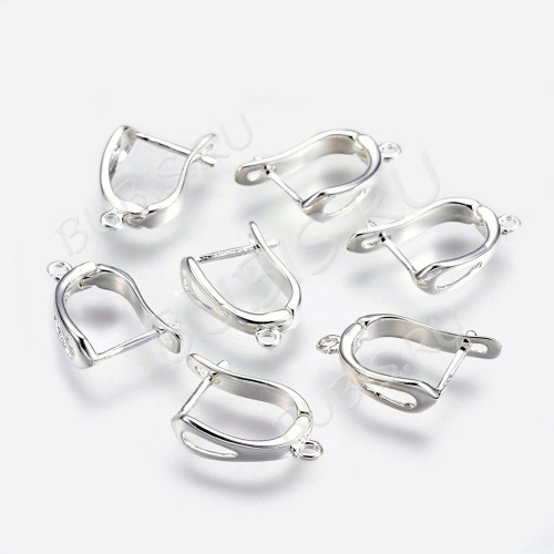 Швензы с английским замком №12 Капля 19*13мм серебристые (Brass)(1 пара)