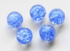 Бусина округлая "Лёд" 9,5мм голубая (стекло кракле)