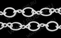 Цепочка I046 звенья 8*5,5мм и 7*4мм серебристая (Iron) (50см)