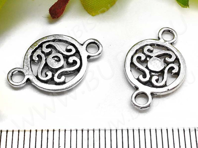 118 Коннектор Круг двусторонний 18,5*12*2мм античное серебро (литьё)