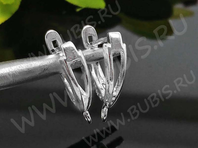 Швензы с английским замком №49 посеребрённые с пробой S925 18*13*4,5мм серебристые (Sterling Silver plated) (1 пара)