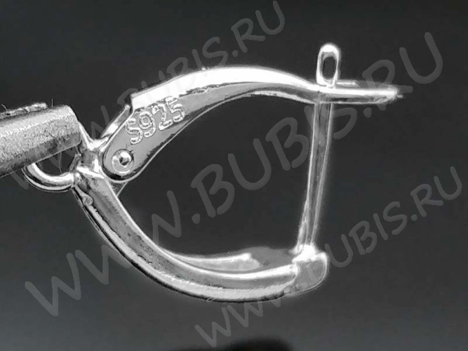 Швензы с английским замком №49 посеребрённые с пробой S925 18*13*4,5мм серебристые (Sterling Silver plated) (1 пара)