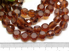 Бусина Таблетка гранёная 8*8*5,5мм коричневая прозрачная (стекло) (10шт.)