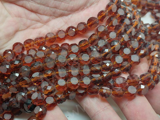 Бусина Таблетка гранёная 8*8*5,5мм коричневая прозрачная (стекло) (10шт.)