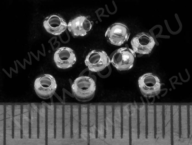(СКИДКИ!!!) Бусина Шарик металлический 3мм серебристый (Iron) (200шт)