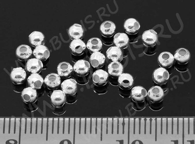 (СКИДКИ!!!) Бусина Шарик металлический 3мм серебристый (Iron) (200шт)