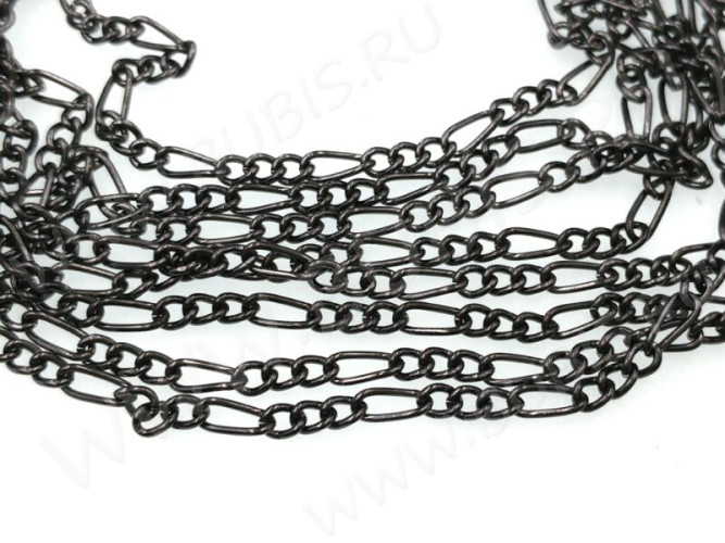 Цепочка I027 Фигаро звенья 6,5*3мм и 3,5*2мм черный никель (Iron) (50см)