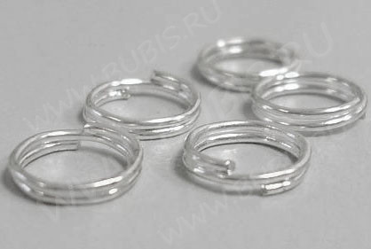 Колечки двойной крутки 10мм серебристые (Iron) (50шт.)