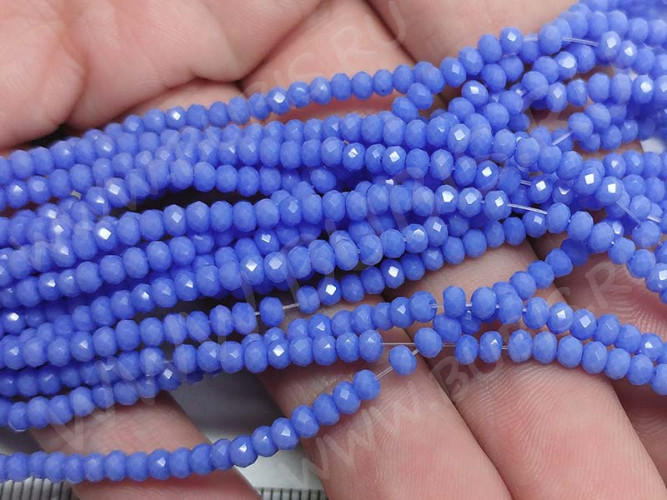 Бусина кристалл гранёный абакус 3*3*2мм св.сине-фиолетовый непрозрачный (имитация Сваровски) (50шт.)