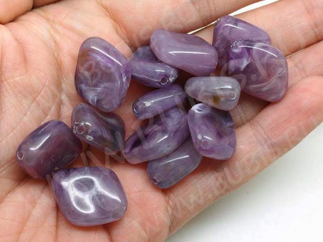 Бусина Ромб 09 20*16*9мм имитация Аметиста (акрил)