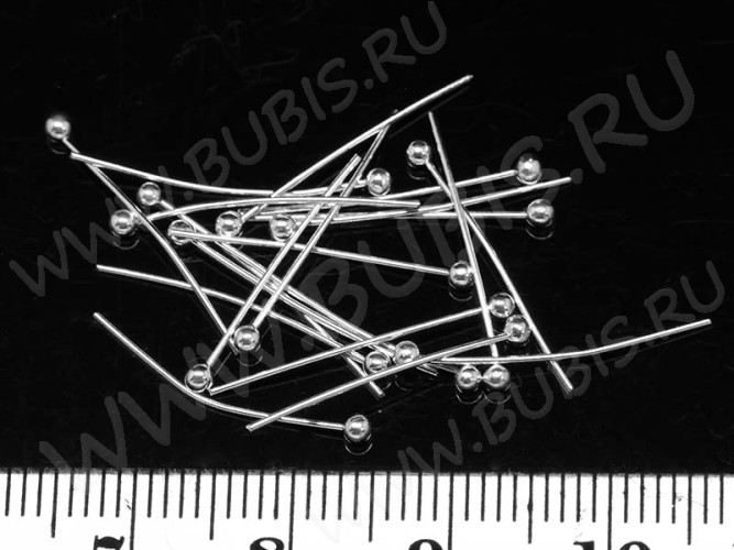 Штифт с ШАРИКОМ 20*0,6мм серебристый (Brass) (10шт.)