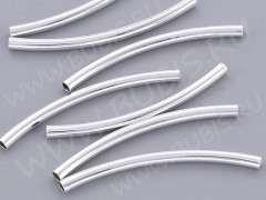 (СКИДКИ!!!) Трубочка металлическая 03 изогнутая 25*2мм серебристая (Brass) (10шт.)