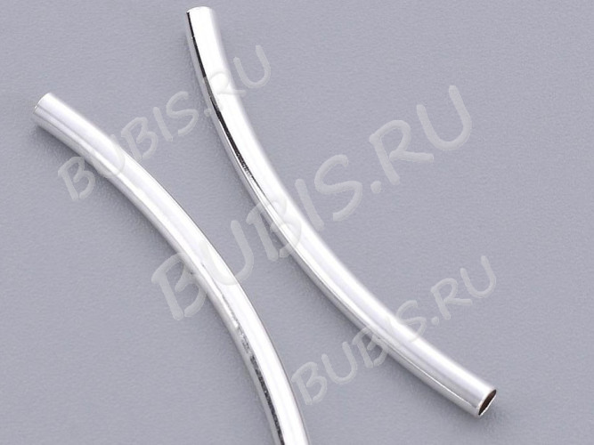 (СКИДКИ!!!) Трубочка металлическая 03 изогнутая 25*2мм серебристая (Brass) (10шт.)