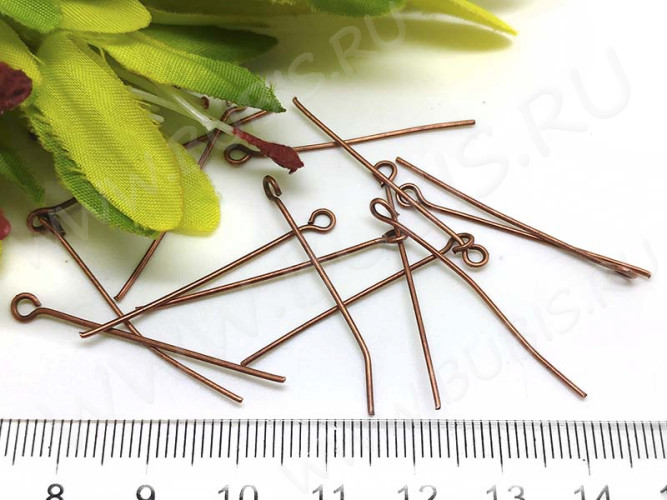 (ОПТ) Штифт с петлёй 35*0,7мм античная медь (Iron) (100г)