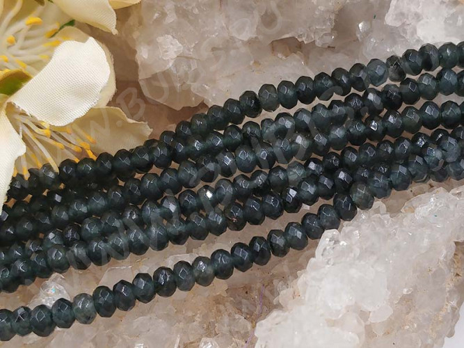 Бусина каменная Рондель 23 ГРАНЁНЫЙ 4*4*2,5мм Кварц тонированный т.серый (камни) (10шт.)