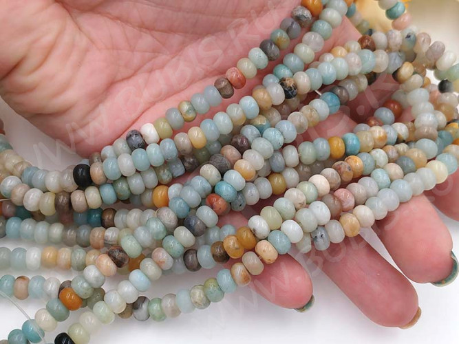 (СКИДКИ!!!) Бусина каменная Рондель 28 6,5*6,5*4мм Амазонит натуральный (камни) (10шт.)