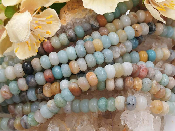 (СКИДКИ!!!) Бусина каменная Рондель 28 6,5*6,5*4мм Амазонит натуральный (камни) (10шт.)