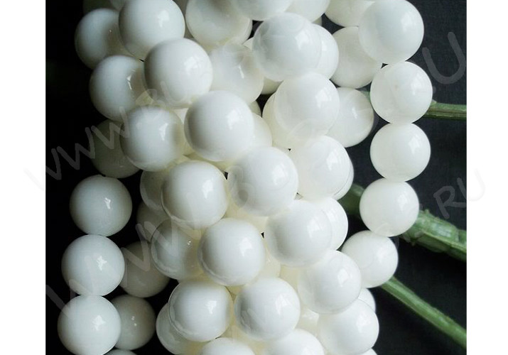 (ОПТ) Бусина округлая 6мм Агат белый пресс. (камни) (НИТЬ)