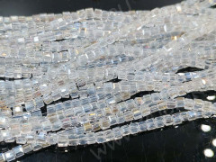 (ОПТ) Бусина кристалл гранёный Кубик 2,5*2,5*2мм чистый прозрачный с АВ (имитация Сваровски) (НИТЬ)