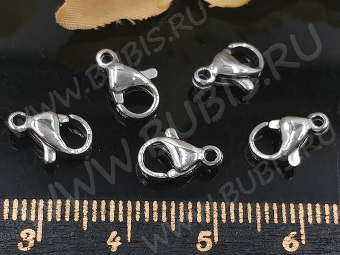 Замочек карабин №067 10*6*3мм цвет платины (Хирургическая сталь)