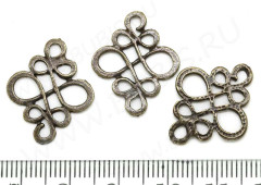 216 Коннектор Узел бесконечности 22*18,5*1,3мм античная бронза (литьё)