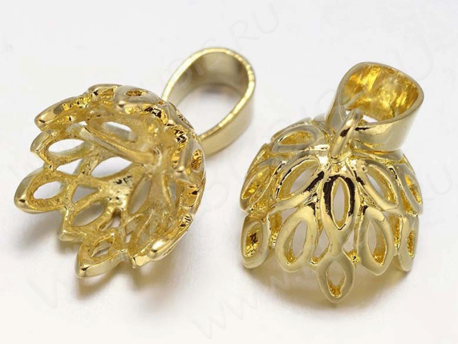 Держатель кулона 070 с шапочкой и штырьком 20*13,5*13,5мм золотистый (Brass)