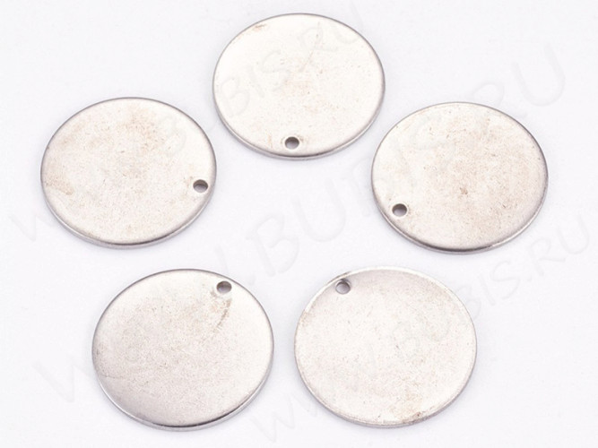 Подвеска Жетон 24 Круг 20*1мм цвет платины (Хирургическая сталь)