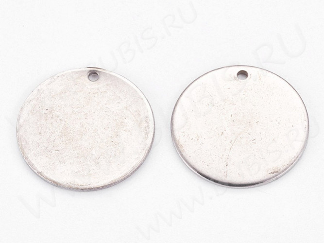 Подвеска Жетон 24 Круг 20*1мм цвет платины (Хирургическая сталь)