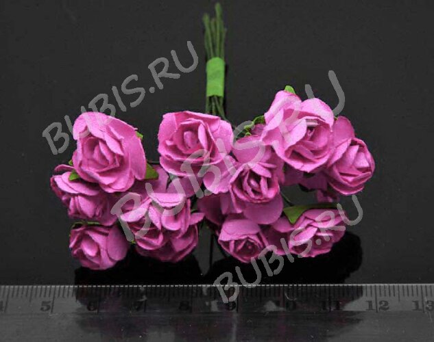 (СКИДКИ!!!) Цветок для декора 01 бумажный 70*10*10мм яр.розовый (декор) (12шт.)