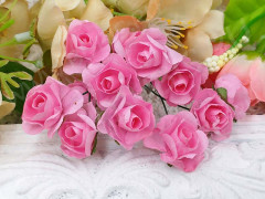 (СКИДКИ!!!) Цветок для декора 01 бумажный 70*10*10мм яр.розовый (декор) (12шт.)