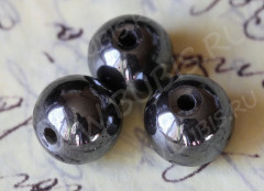 (ОПТ) Бусина округлая 12мм Гематит (камни) (НИТЬ)