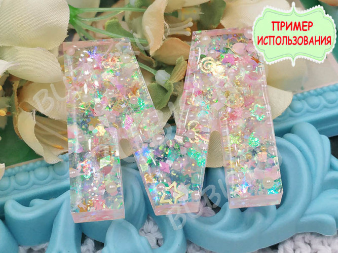 Наполнение для смолы и бутылочек 079 хлопья слюды пластиковые Bubis Crafts белые с АВ (декор)