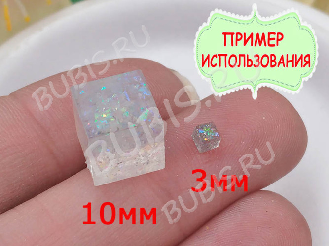 Наполнение для смолы и бутылочек 079 хлопья слюды пластиковые Bubis Crafts белые с АВ (декор)