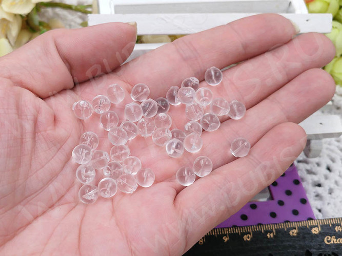 Зажимы для пуссет(гвоздиков) и швенз №13 Сфера Шарик крепёжки прорезиненные 6,5*6*6мм полупрозрачные матовые (10шт)