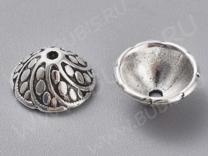 (СКИДКИ!!!) 209 Шапочка-чашечка Лепестки 10*10*5мм античное серебро (литьё) (10шт.)