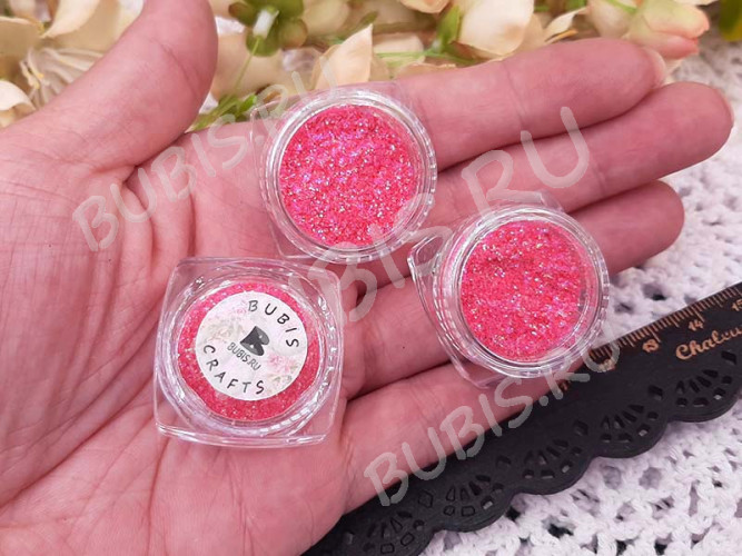 Наполнение для смолы и бутылочек 136 блёстки Bubis Crafts ярко-розовый с АВ в контейнере (декор)