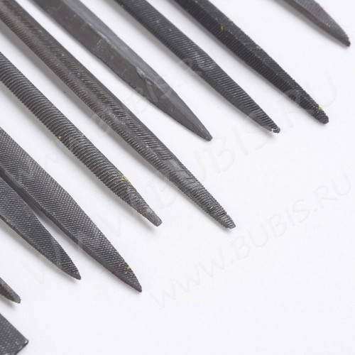 Надфиль (мелкий напильник) 04 Набор Комплект 10 видов 14см с чёрными ручками (инструменты для бижутерии) (10шт.)