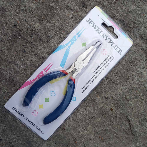 Тонкогубцы 31 утконосы изогнутые без бороздок 125мм на блистере с синими ручками на (инструменты для бижутерии)