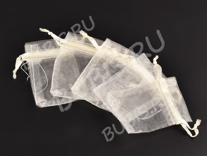 Мешочек органза 13 70*50мм жёлтый без рисунка (упаковка для украшений) (10шт)