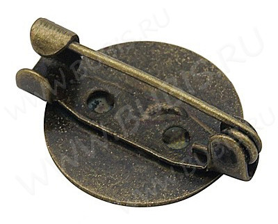 Основа (заготовка) для броши №06 булавка с круглой платформой (площадкой) 15мм 20*15*5,5мм античная бронза (Brass и Iron)