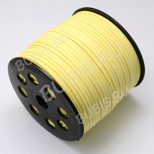 Замшевый шнур 03 плоский 3*1,5мм пастельный жёлтый (1м) 