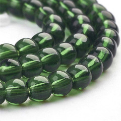 Бусины округлые 4мм шарик зелёный прозрачный (стекло) (НИТЬ)