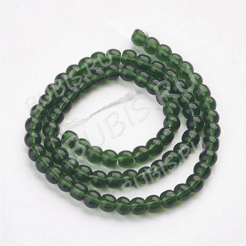 Бусины округлые 4мм шарик зелёный прозрачный (стекло) (НИТЬ)