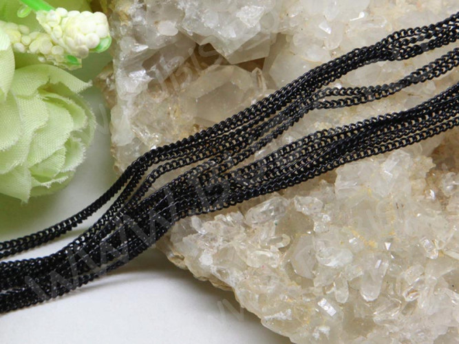 Цепочка I098 простая кручёная тонкая звено 2*1,5мм чёрная (Iron) (примерно 50см)