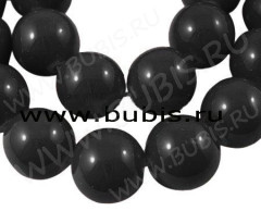 Бусина округлая 11,5мм чёрная непрозрачная (стекло)
