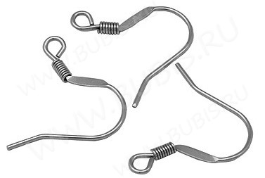Швензы-крючки №015 с уплощением и пружинкой 18*17мм цвет платины (хирургическая сталь) (1 пара)